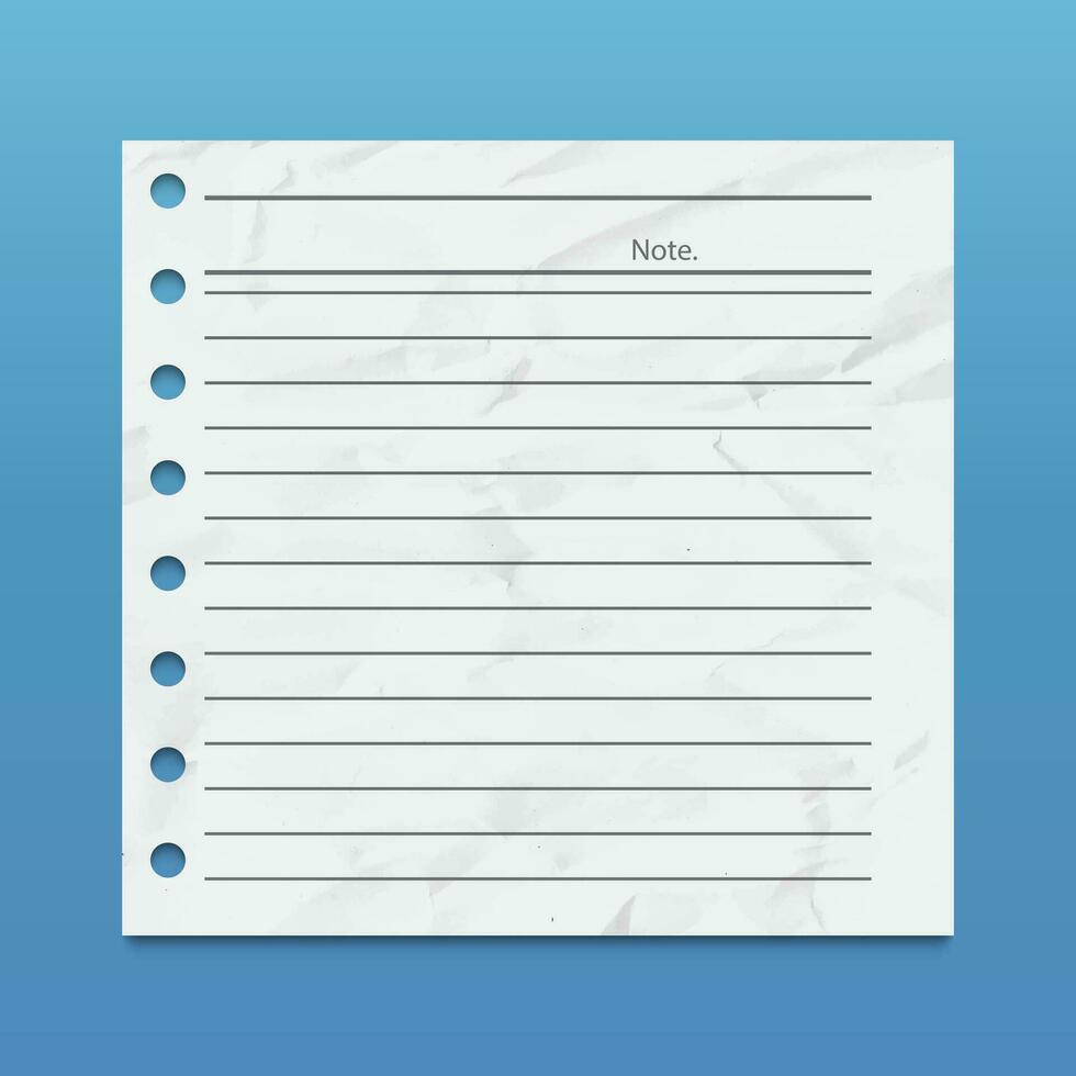 Realistic Crumpled Note Paper Vector Background Element