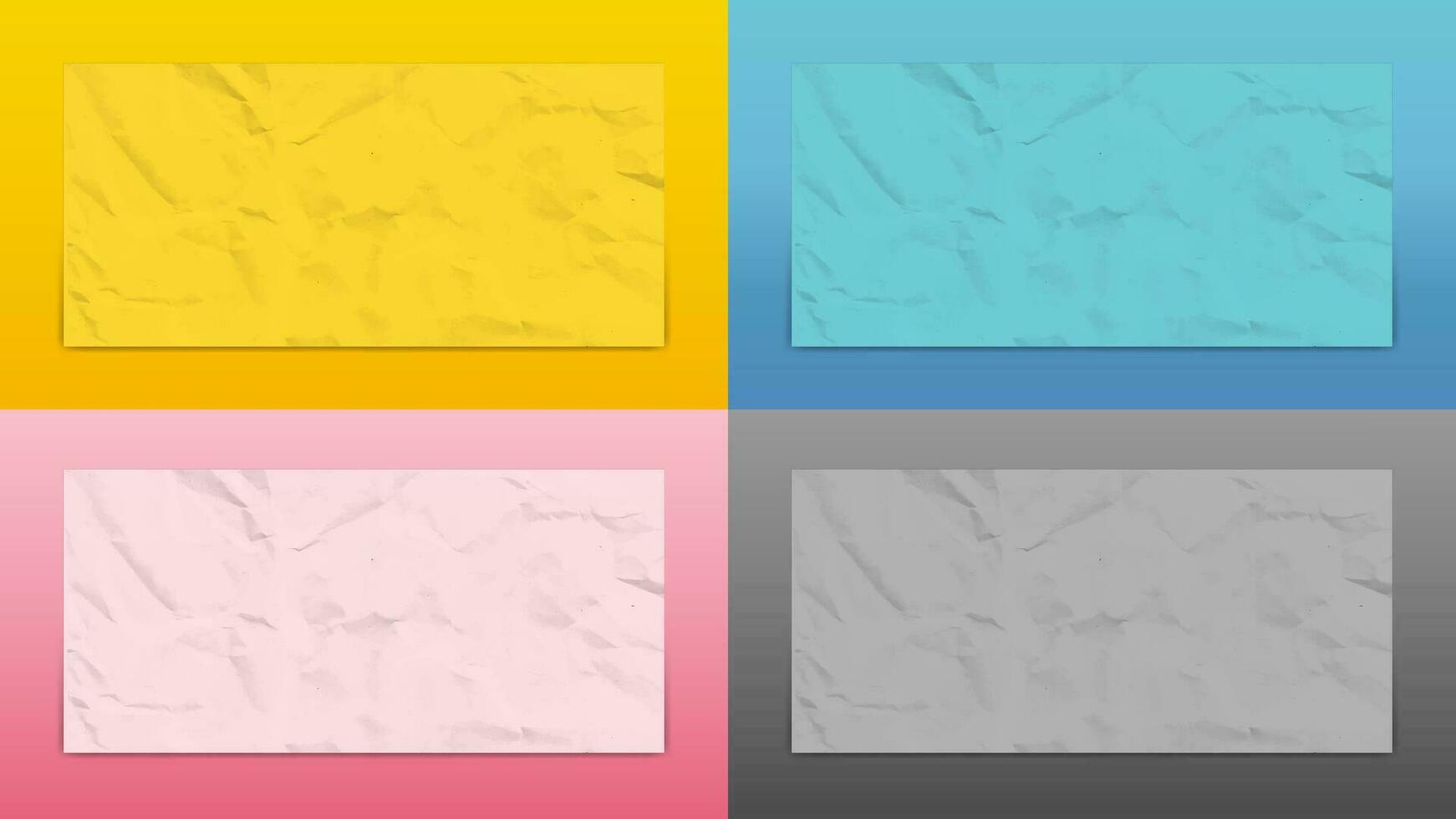 Set of Crumpled Papers Vector Background Elements