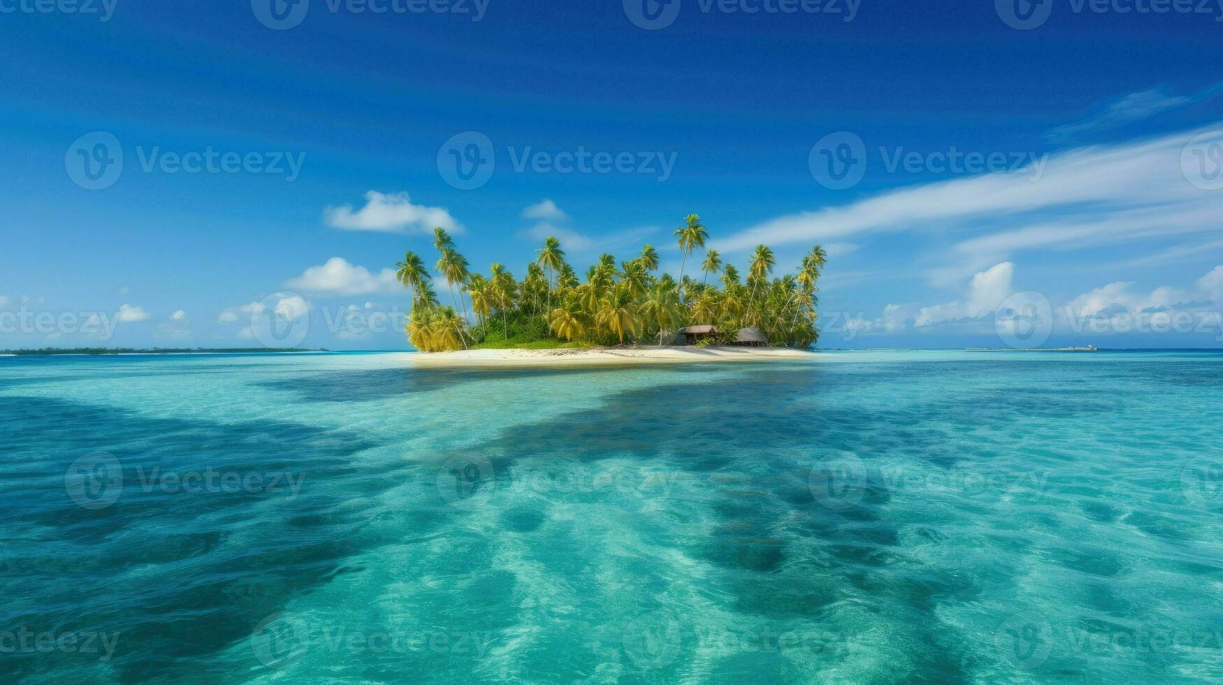 Small island in the middle of the sea AI Generative photo