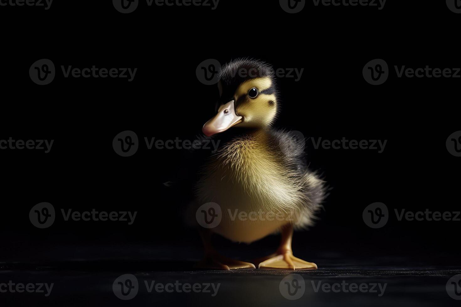 Duckling with black background photo
