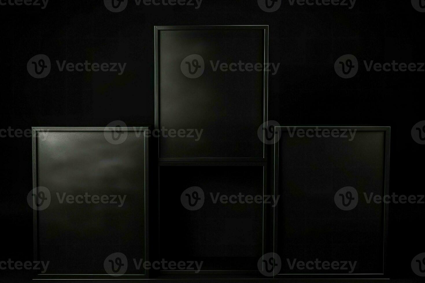 Black frames in a dark, black room AI Generative photo
