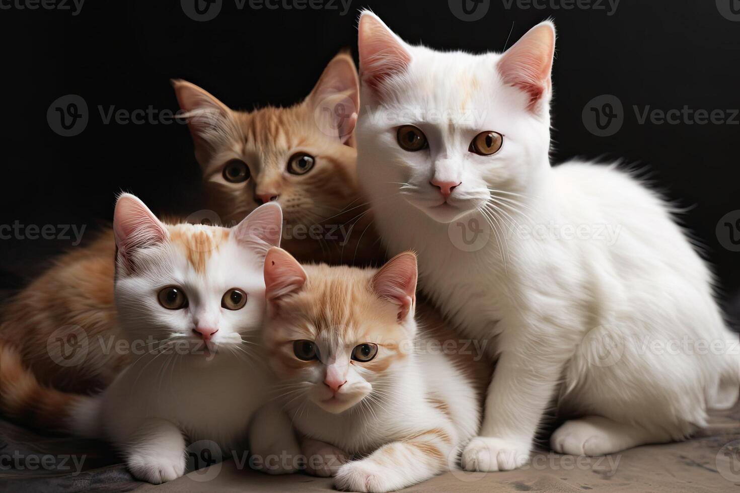 Cats hanging out with their kittens AI Generative photo