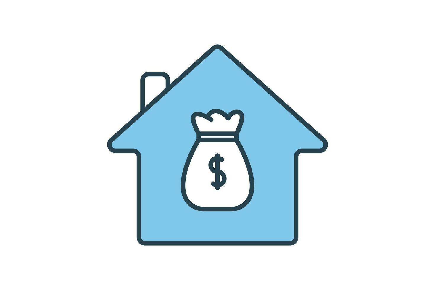 House  Mortgage Icon. Icon related to Credit and Loan. suitable for web site design, app, user interfaces, printable etc. Flat Line icon style. Simple vector design editable