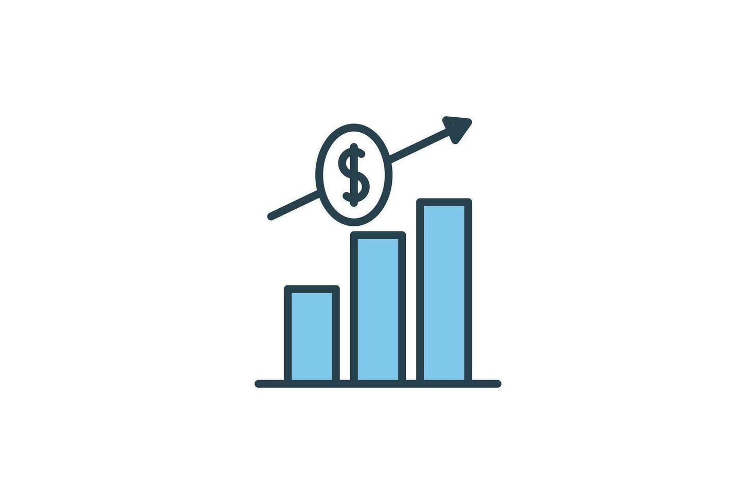 Financial Chart Icon. Icon related to Credit and Loan. suitable for web site design, app, user interfaces, printable etc. Line icon style. Simple vector design editable