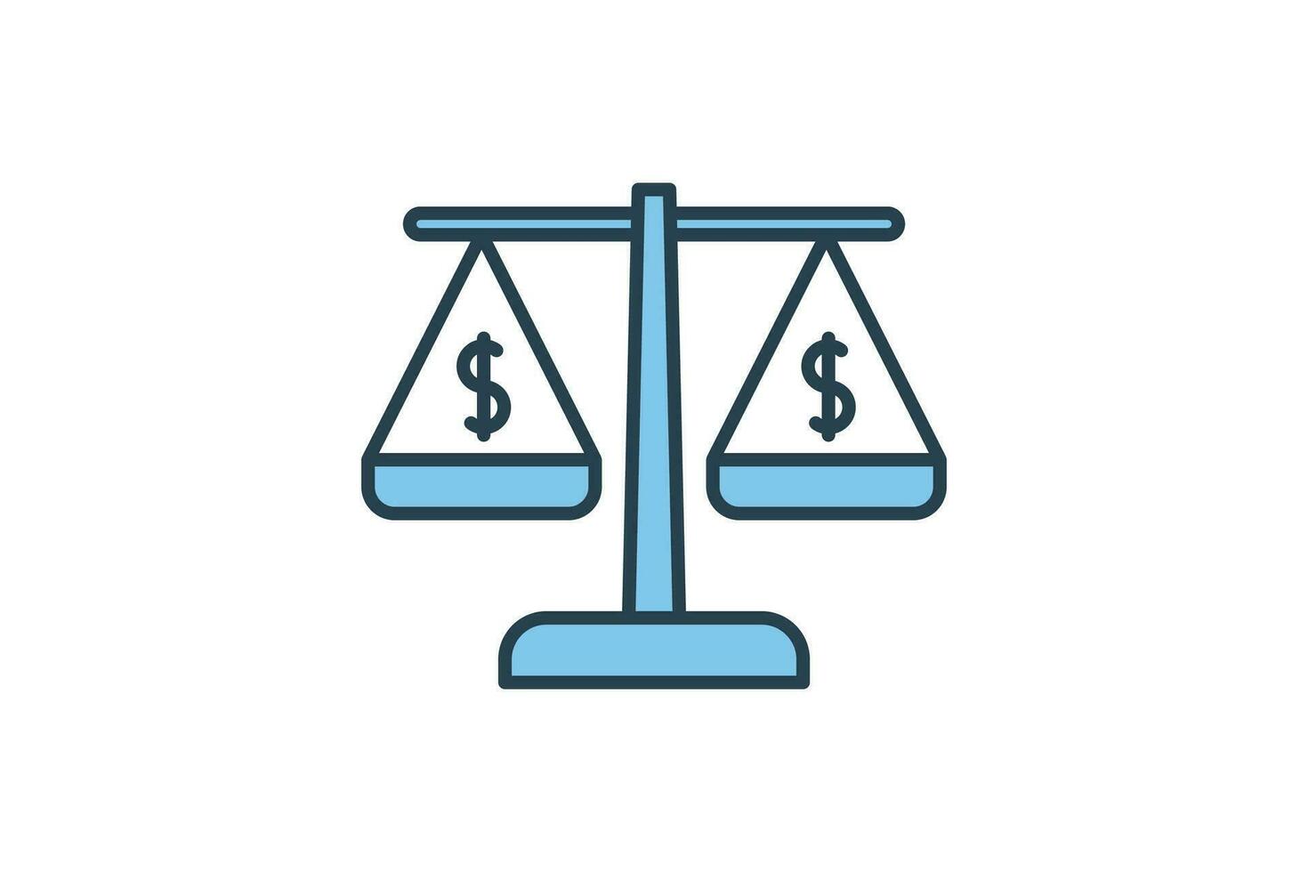 Scales  Money Icon. Icon related to Credit and Loan. suitable for web site design, app, user interfaces, printable etc. Flat Line icon style. Simple vector design editable