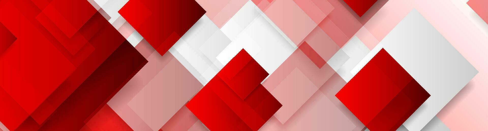 Red and grey glossy squares abstract tech banner vector