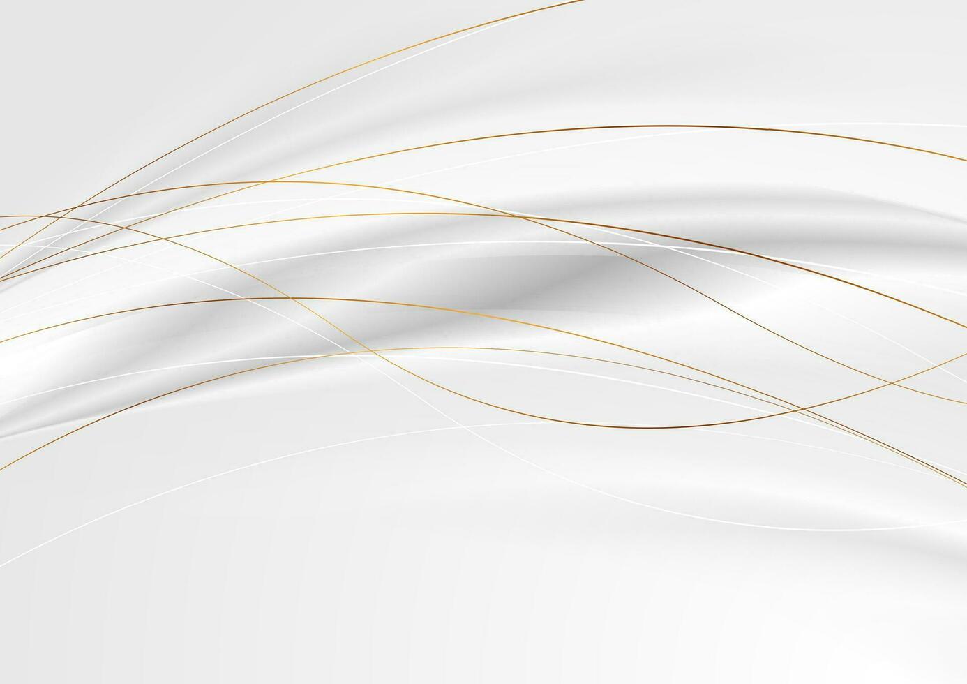 Grey silver smooth waves with curved golden lines vector