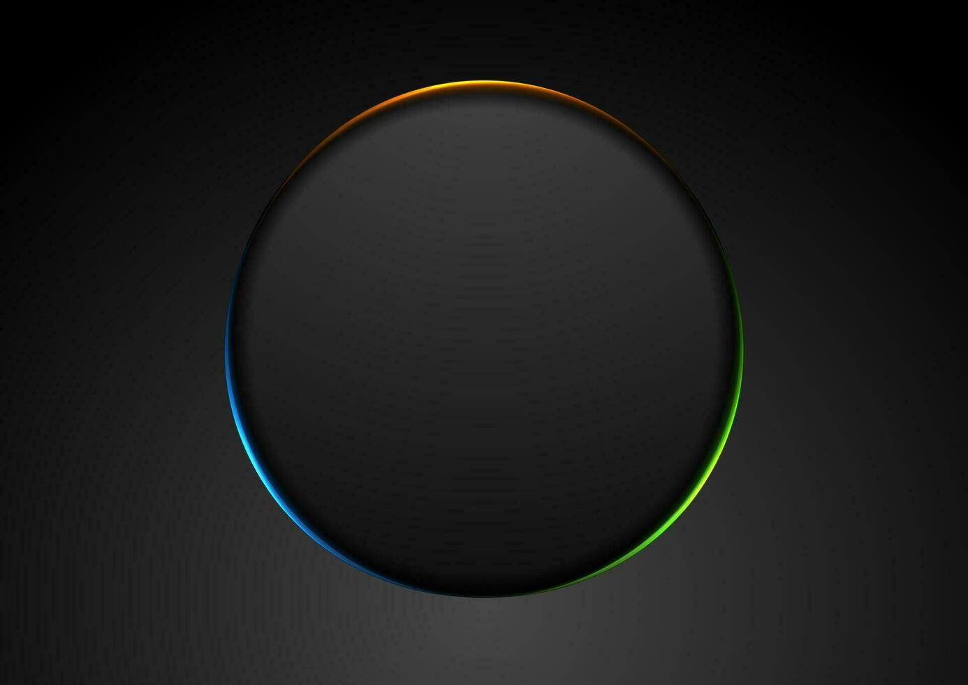 Black abstract circle shape with glowing light tech background vector
