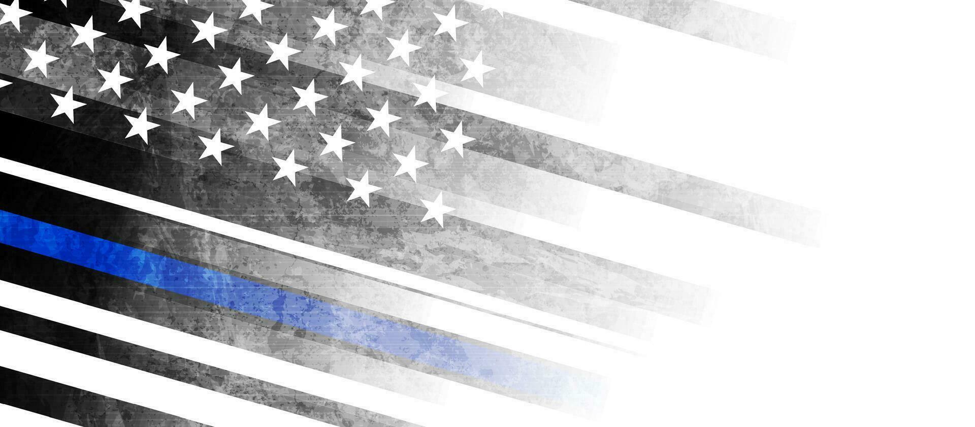 Grunge black USA flag with blue stripe vector