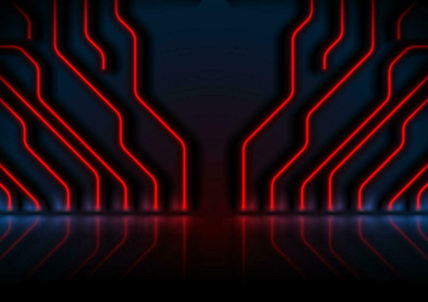 Blue red neon circuit board technology background vector