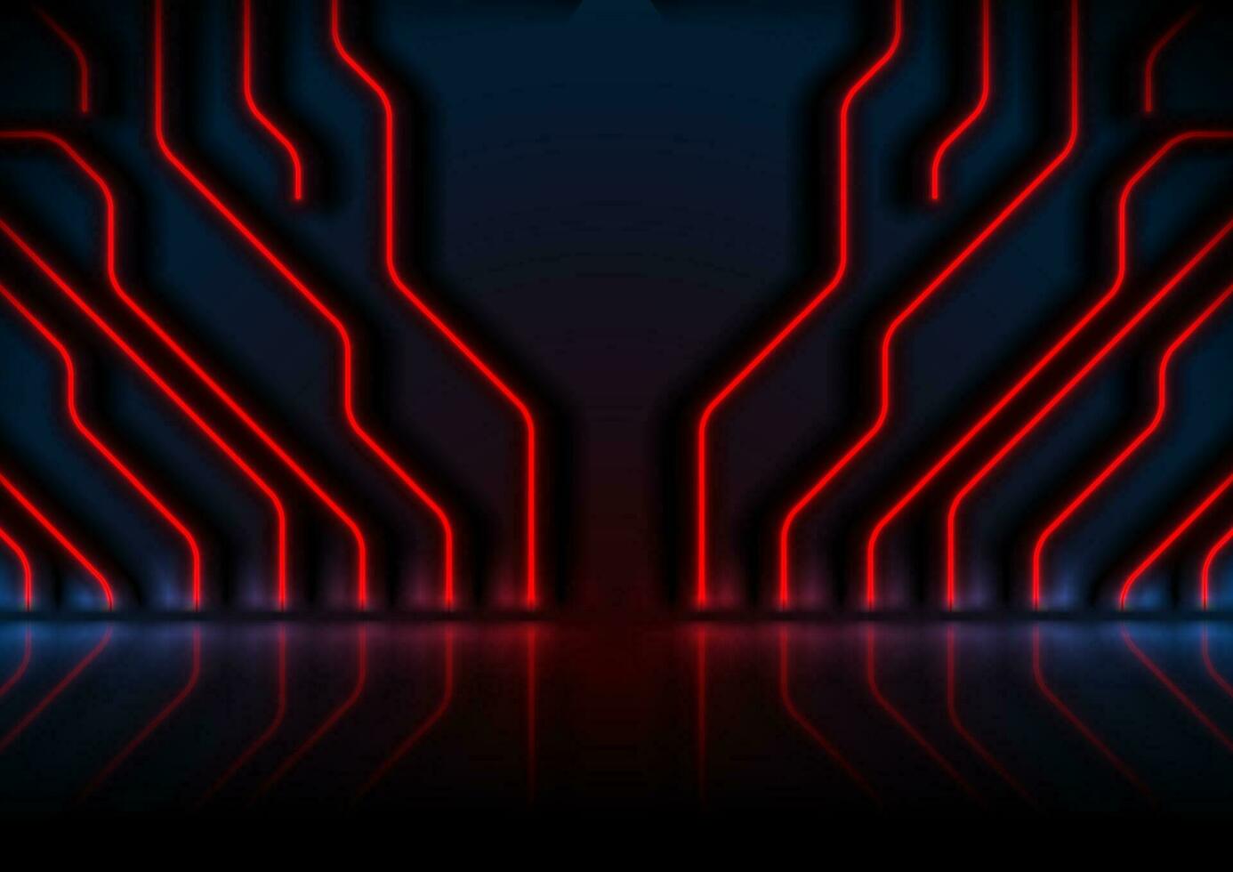 Blue red neon circuit board technology background vector