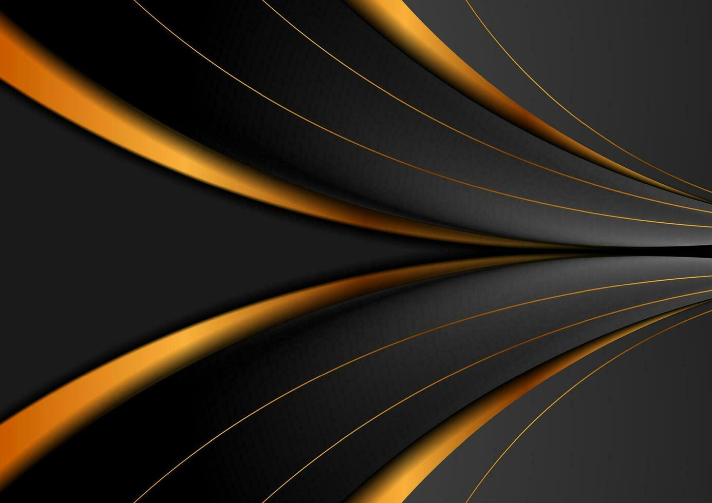 Black and bronze abstract glossy waves corporate background vector