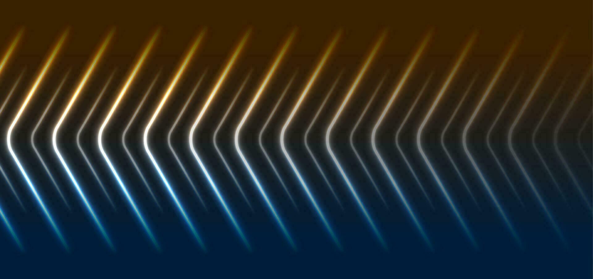 Blue orange abstract neon arrows tech vector background