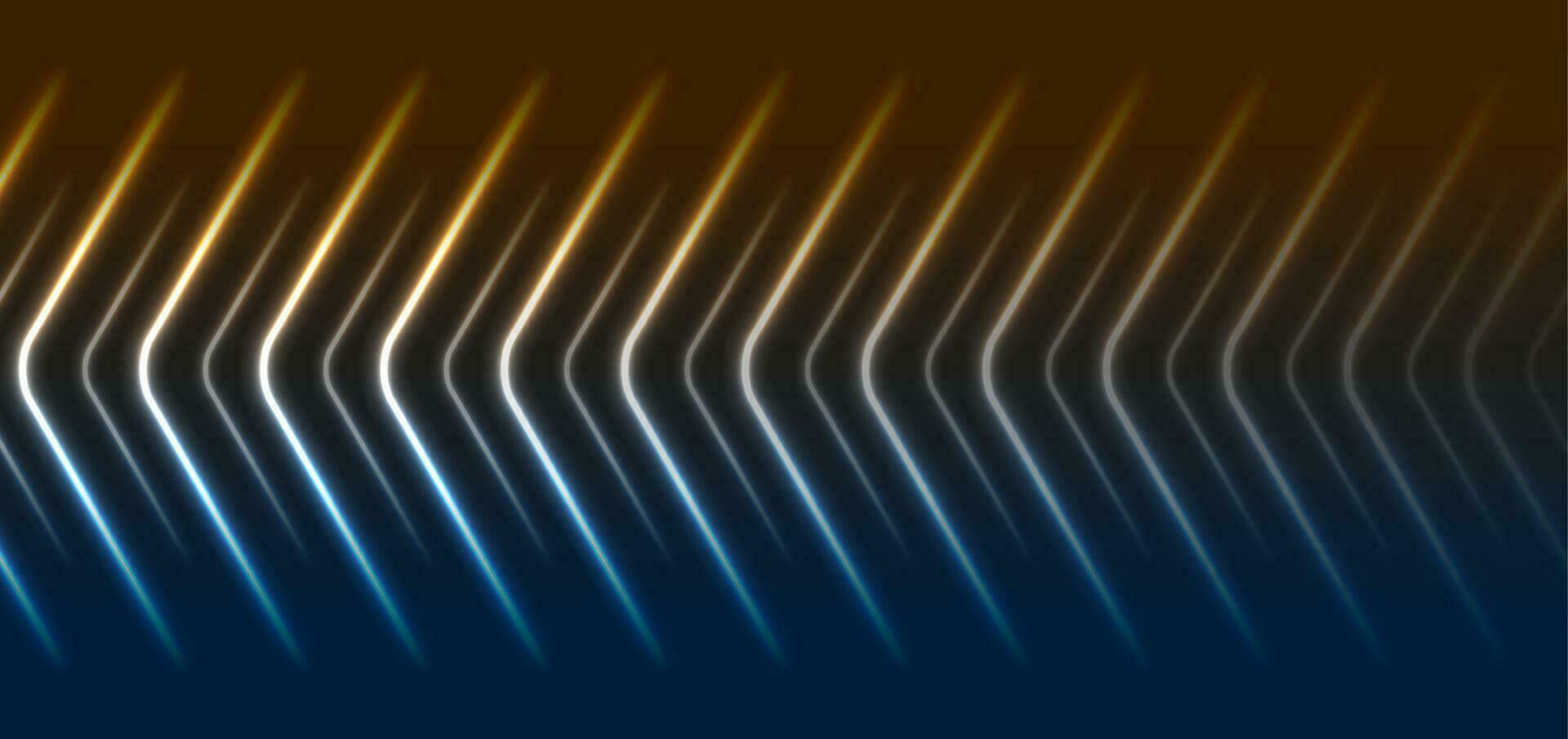 Blue orange abstract neon arrows tech vector background