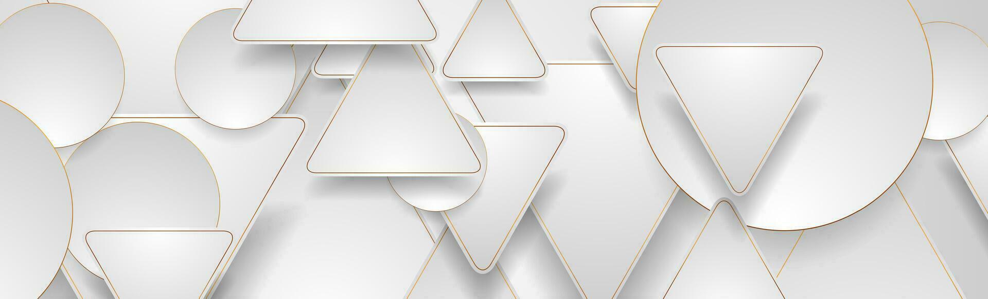 Tech abstract golden grey background with triangles and circles vector