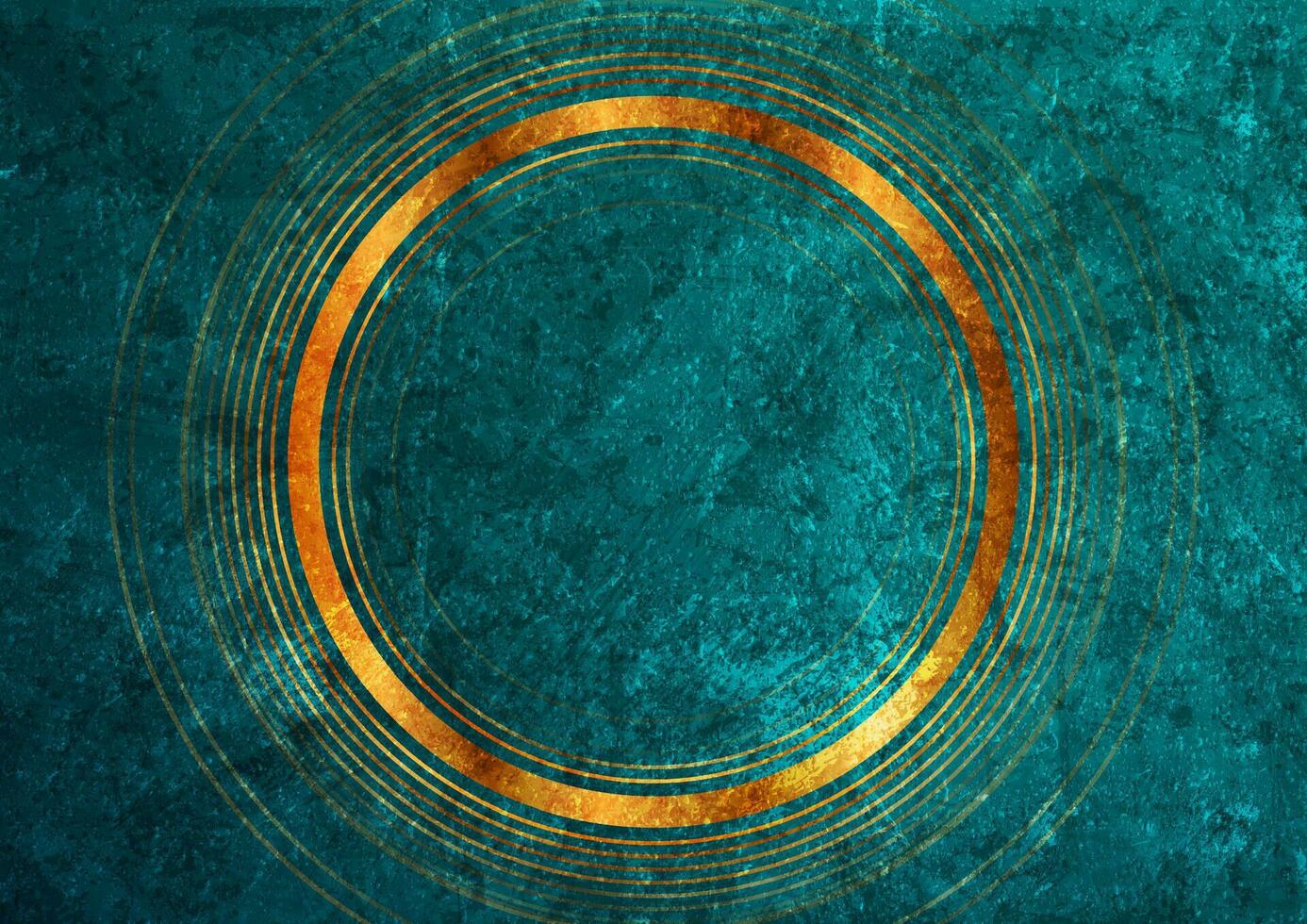 Golden luxury rings on grunge turquoise background vector