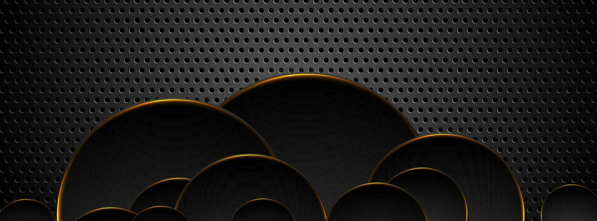 Futuristic technology background with orange neon circles vector