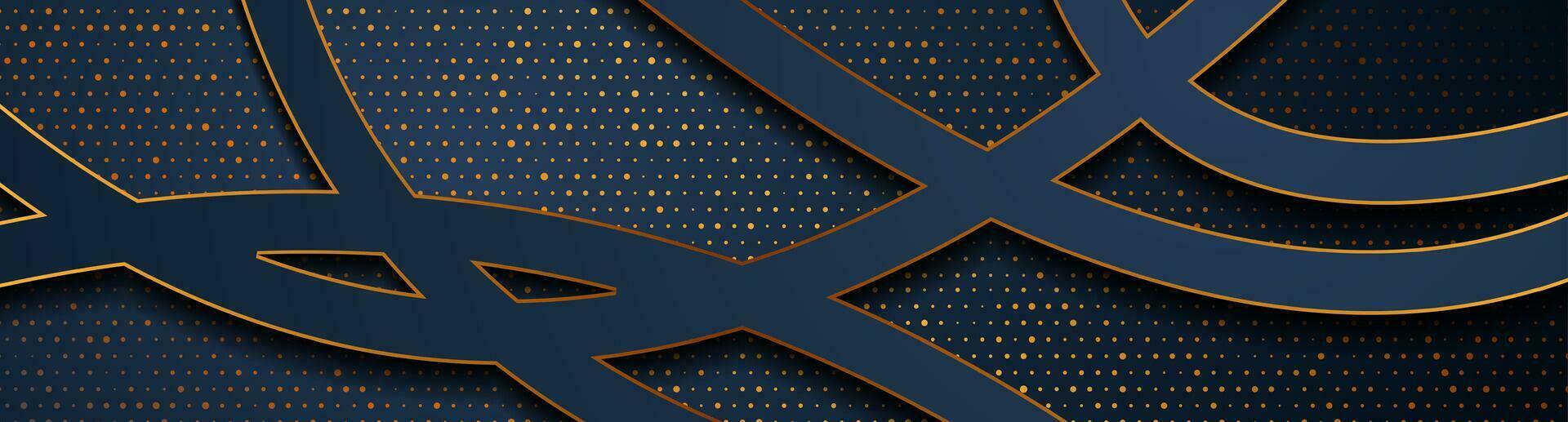 Blue and golden abstract wavy background vector