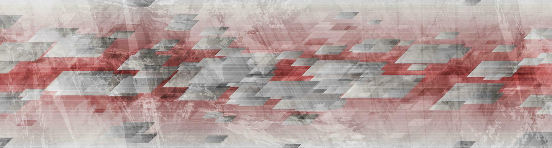 Red and grey grunge tech geometric abstract background vector
