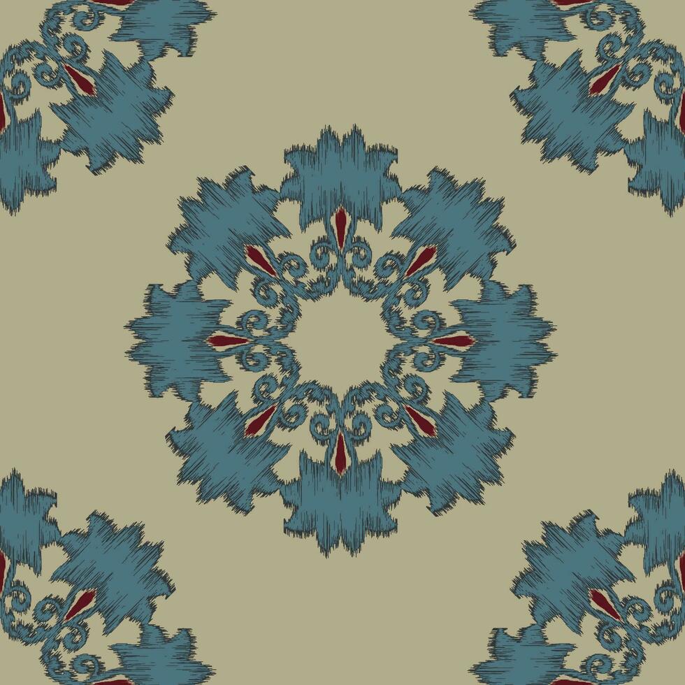 Ikat floral abstract handicraft traditional weaving style. vector