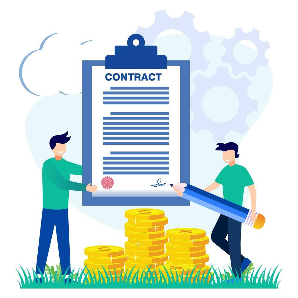 Illustration vector graphic cartoon character of business contract