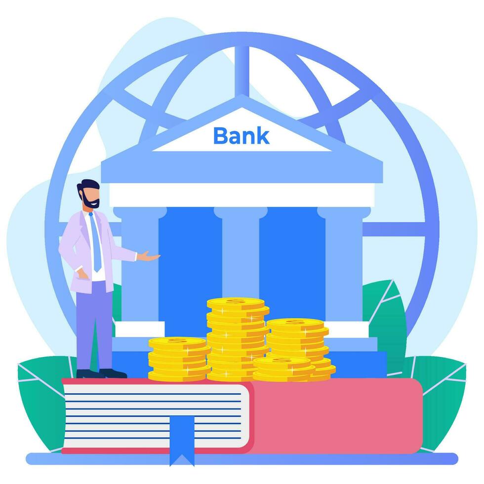 Illustration vector graphic cartoon character of bank