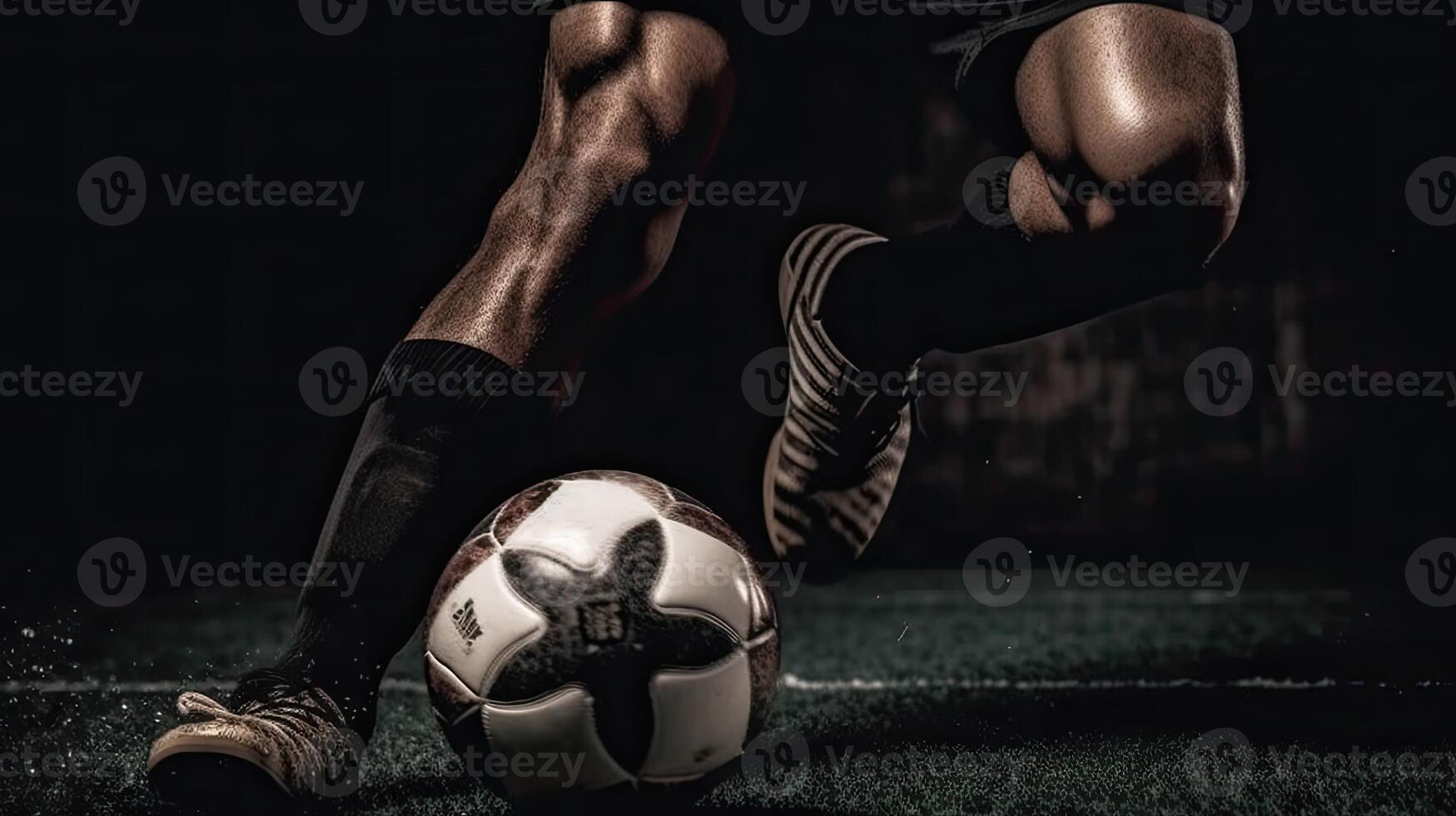 Football player dribbles the ball AI Generative photo