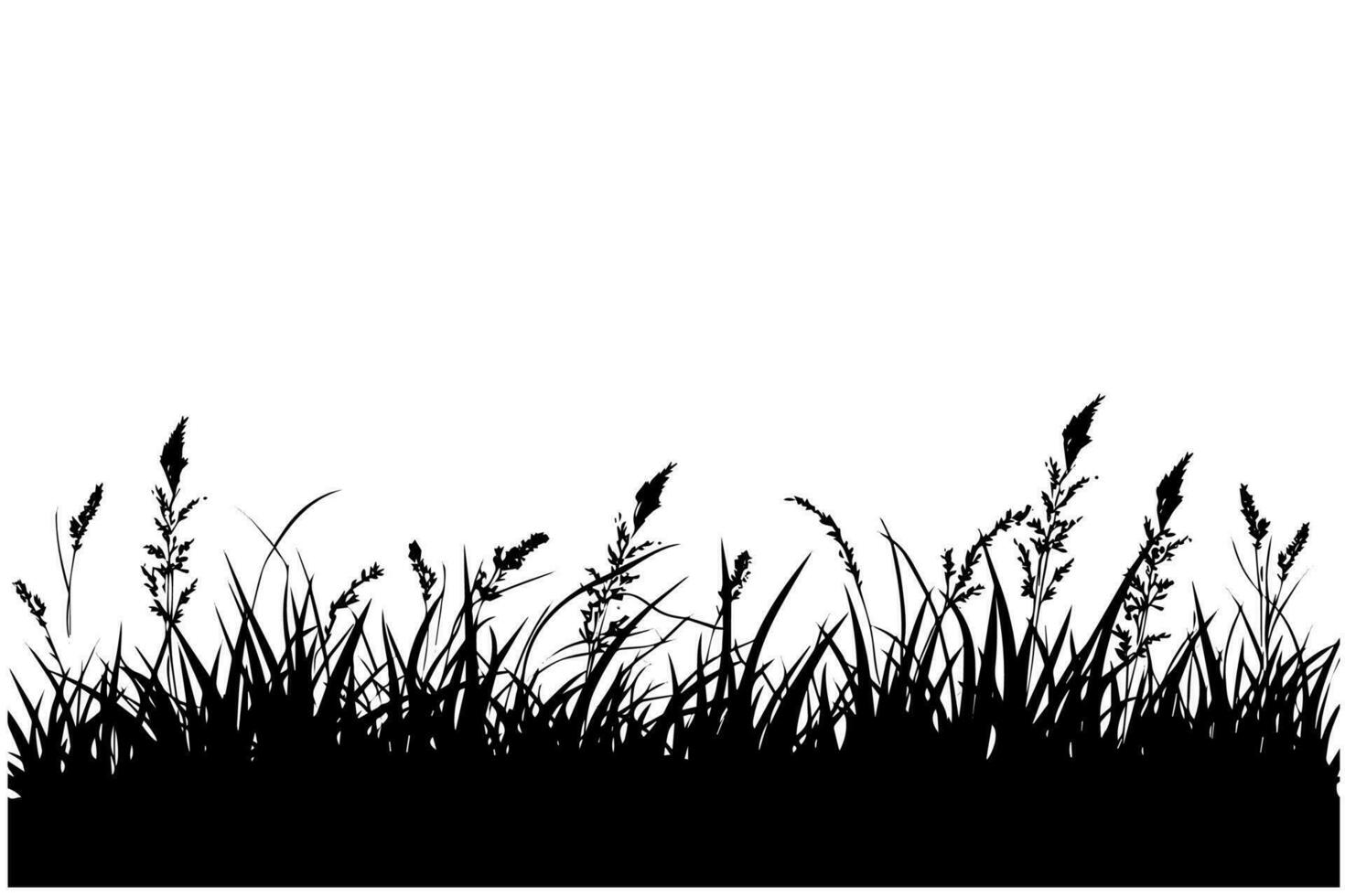 Abstract background with black silhouettes of meadow wild herbs and flowers. Vector illustration.