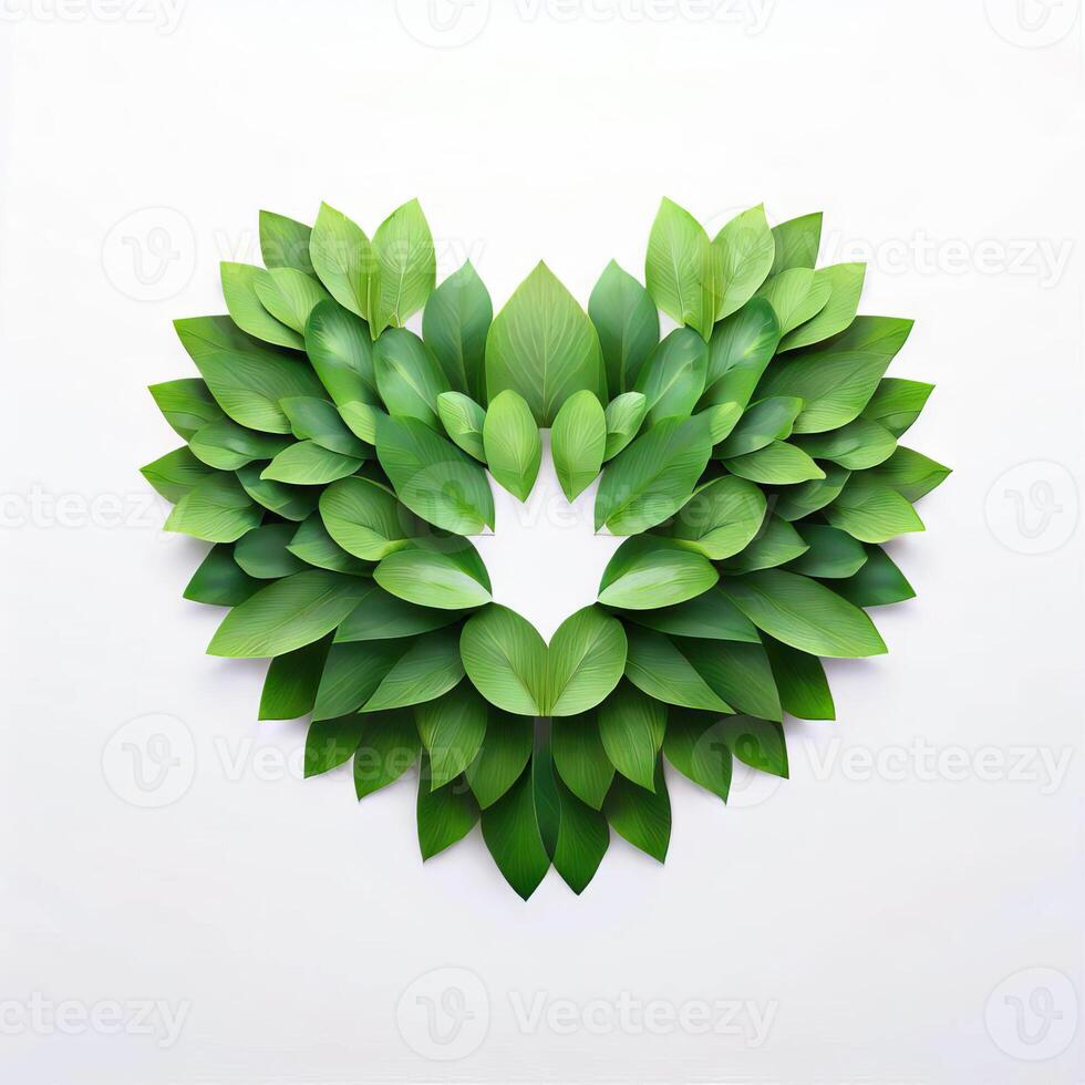 Nature's Gift, A Heart Formed by Leaves, Generative AI photo