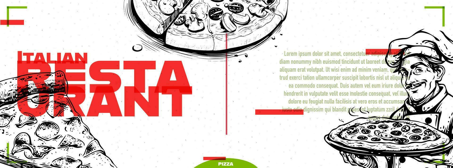 italiano restaurante menú cubrir diseño. póster, bandera o modelo modelo. vector ilustraciones. Clásico tinta bosquejo. grabado estilo. etiquetas, cubrir, precio etiqueta, cuadro.