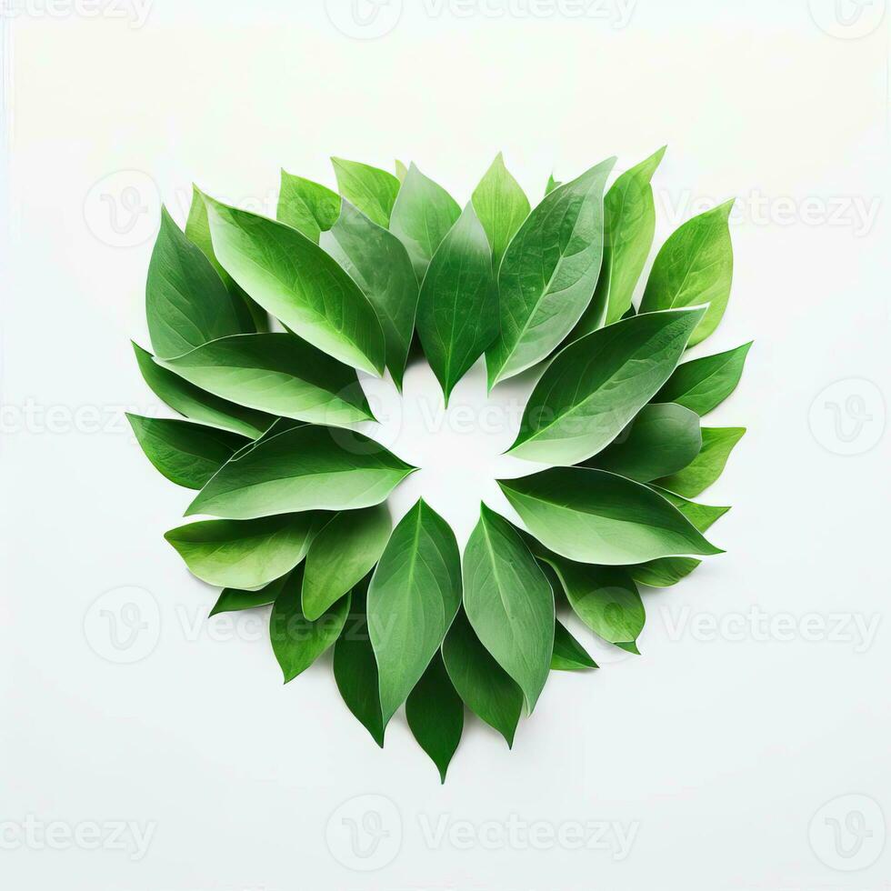 Leafy Devotion, Crafting a Heart from Leaves, Generative AI photo