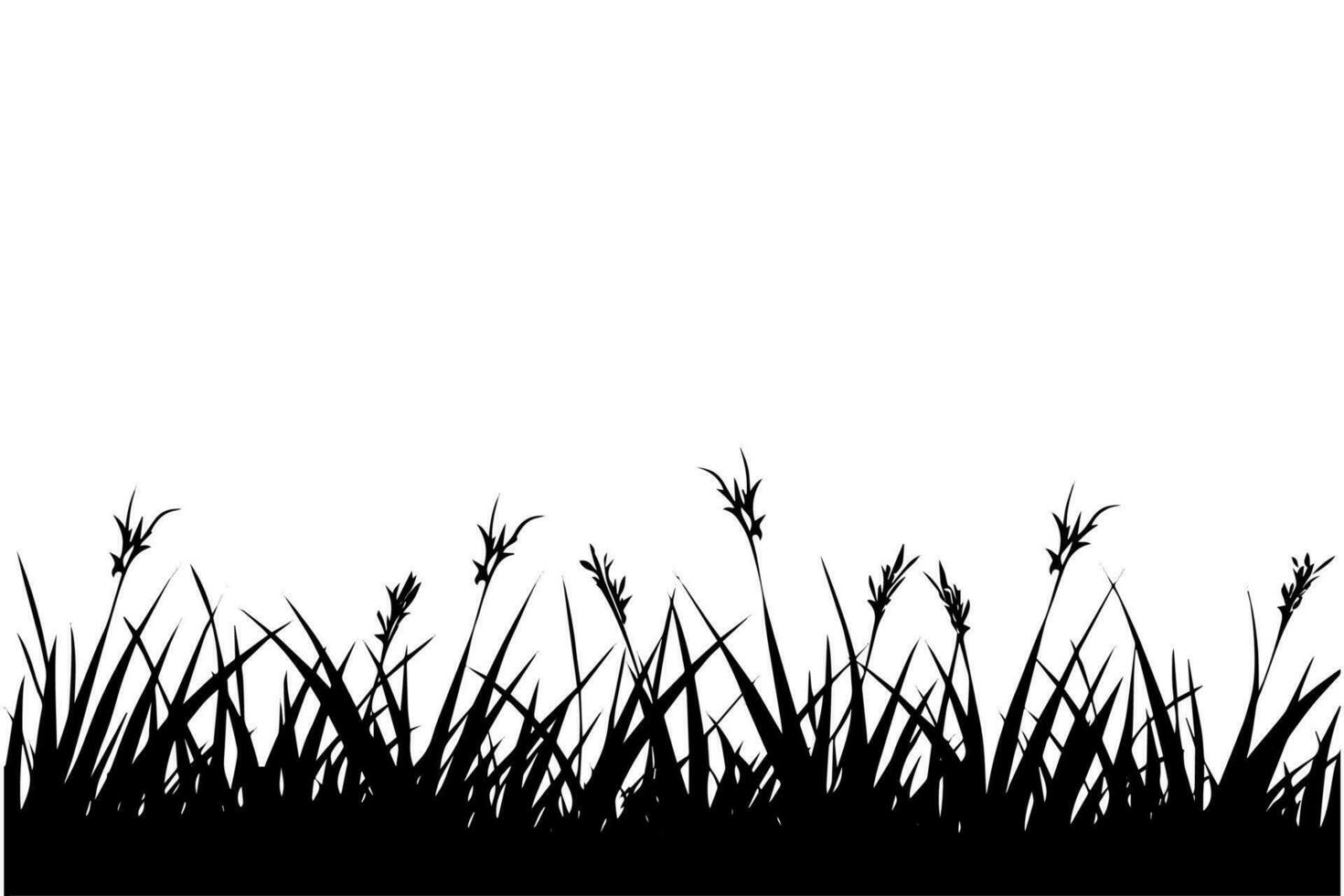 resumen antecedentes con negro siluetas de prado salvaje hierbas y flores vector ilustración.