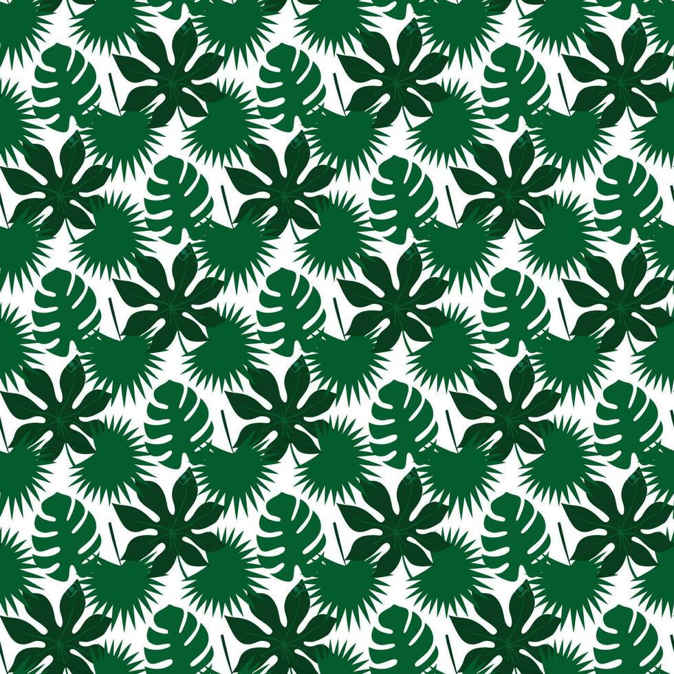tropical monstera aralia leaf on white background   Seamless Pattern Design vector