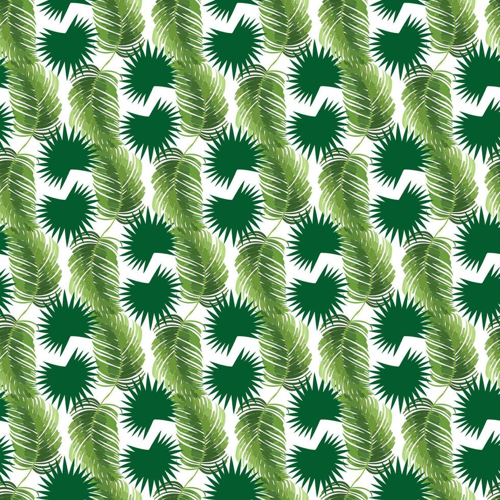 tropical monstera coconut on white background Seamless Pattern Design vector