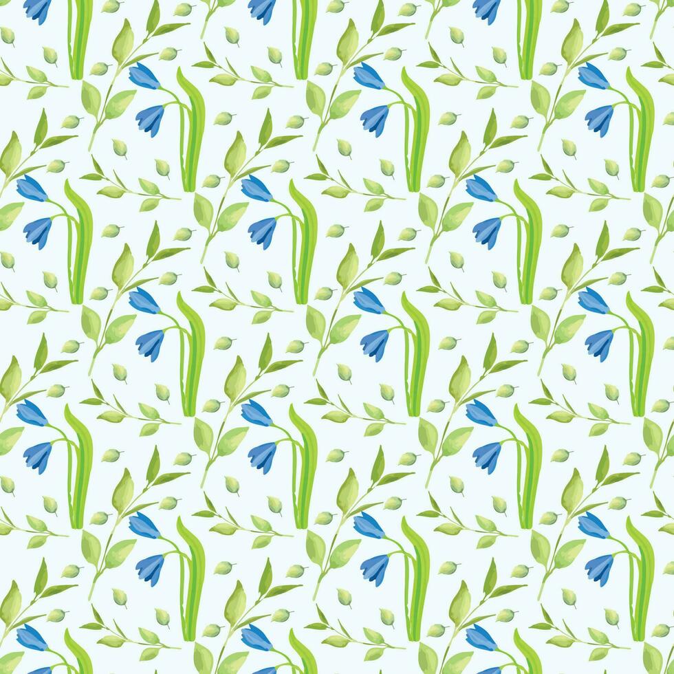 Snowdrop flower leaf Seamless Pattern Design vector
