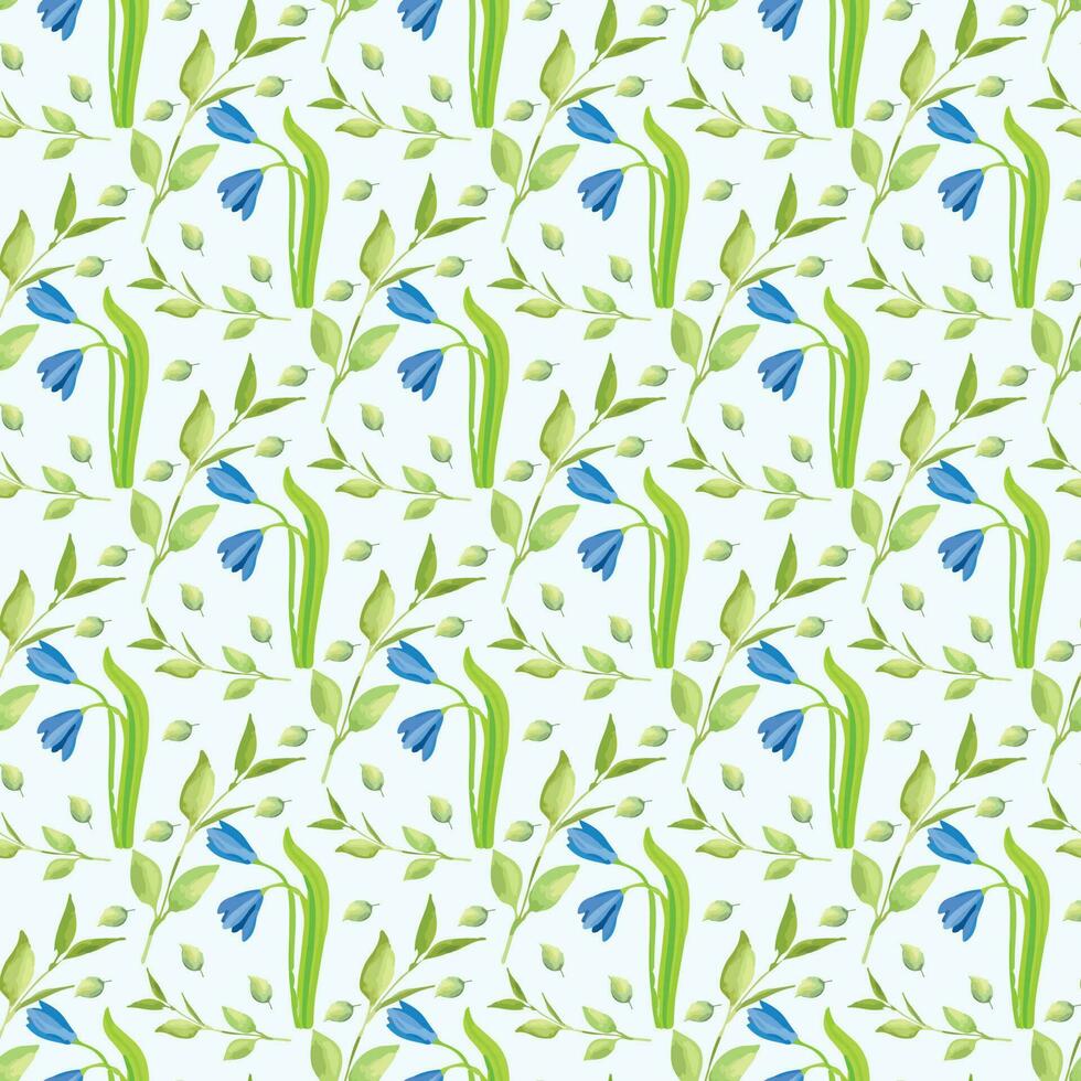 Snowdrop flower leaf Seamless Pattern Design vector