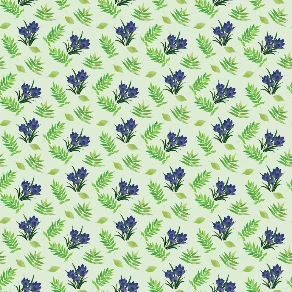 Snowdrop flower leaf Seamless Pattern Design vector