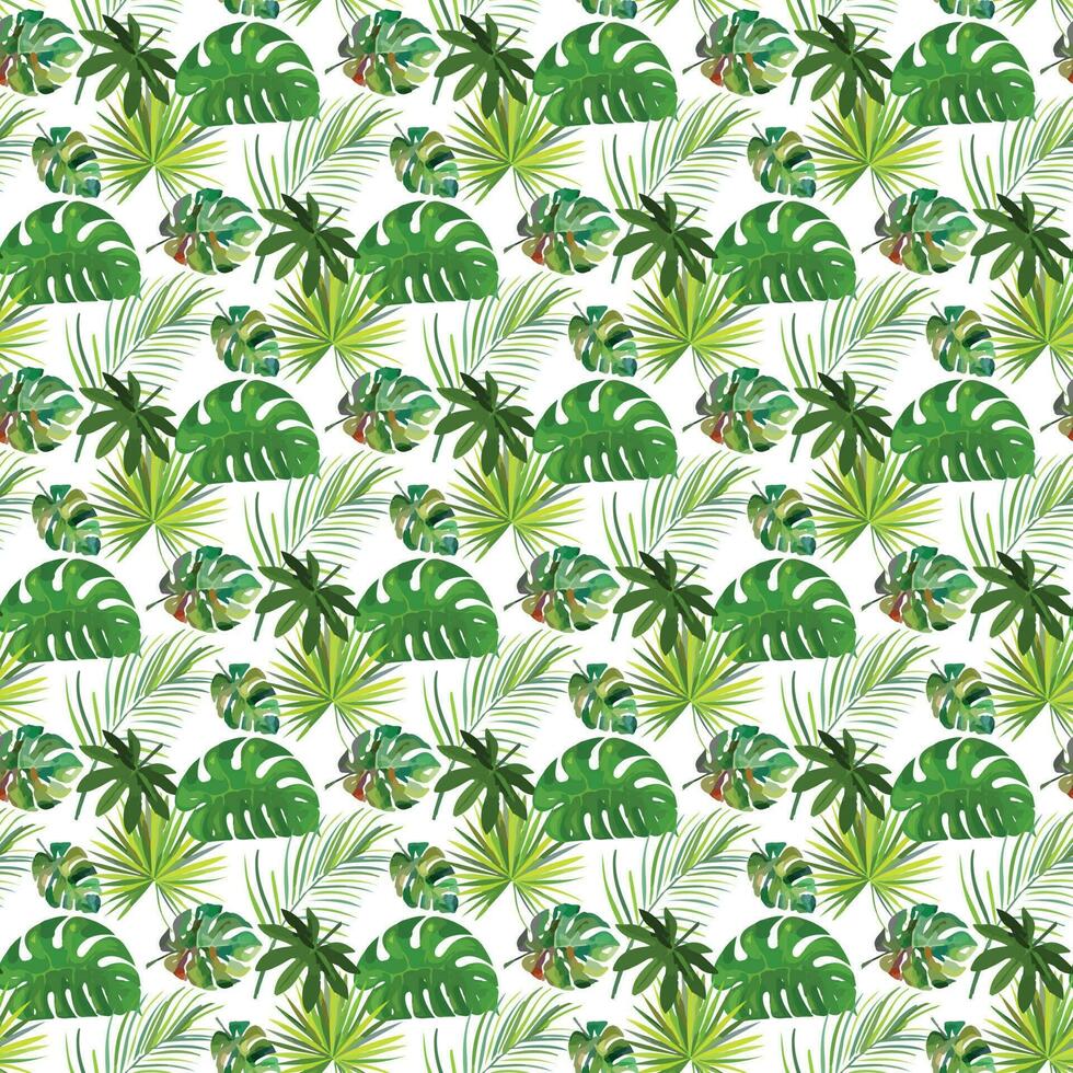 tropical monstera aralia on white background Seamless Pattern Design vector