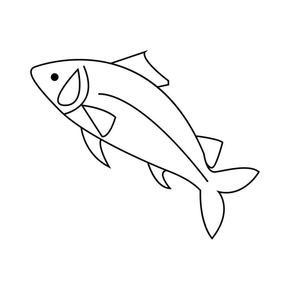 Continuous One line drawing of big fish and single line vector art illustration
