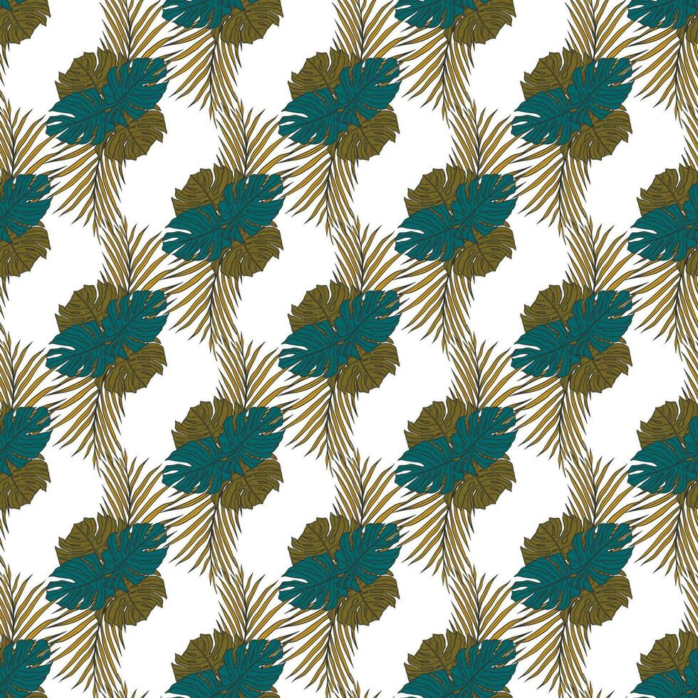 tropical monstera coconut on white background   Seamless Pattern Design vector