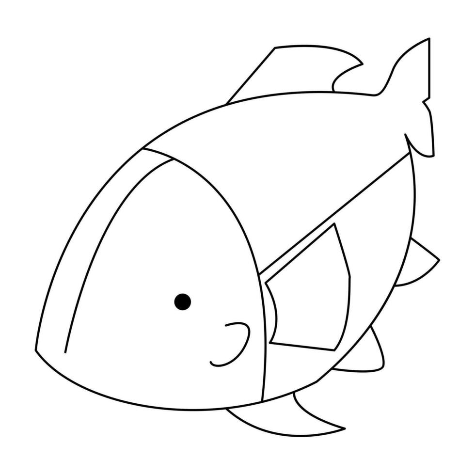 continuo uno línea dibujo de grande pescado y soltero línea vector Arte ilustración