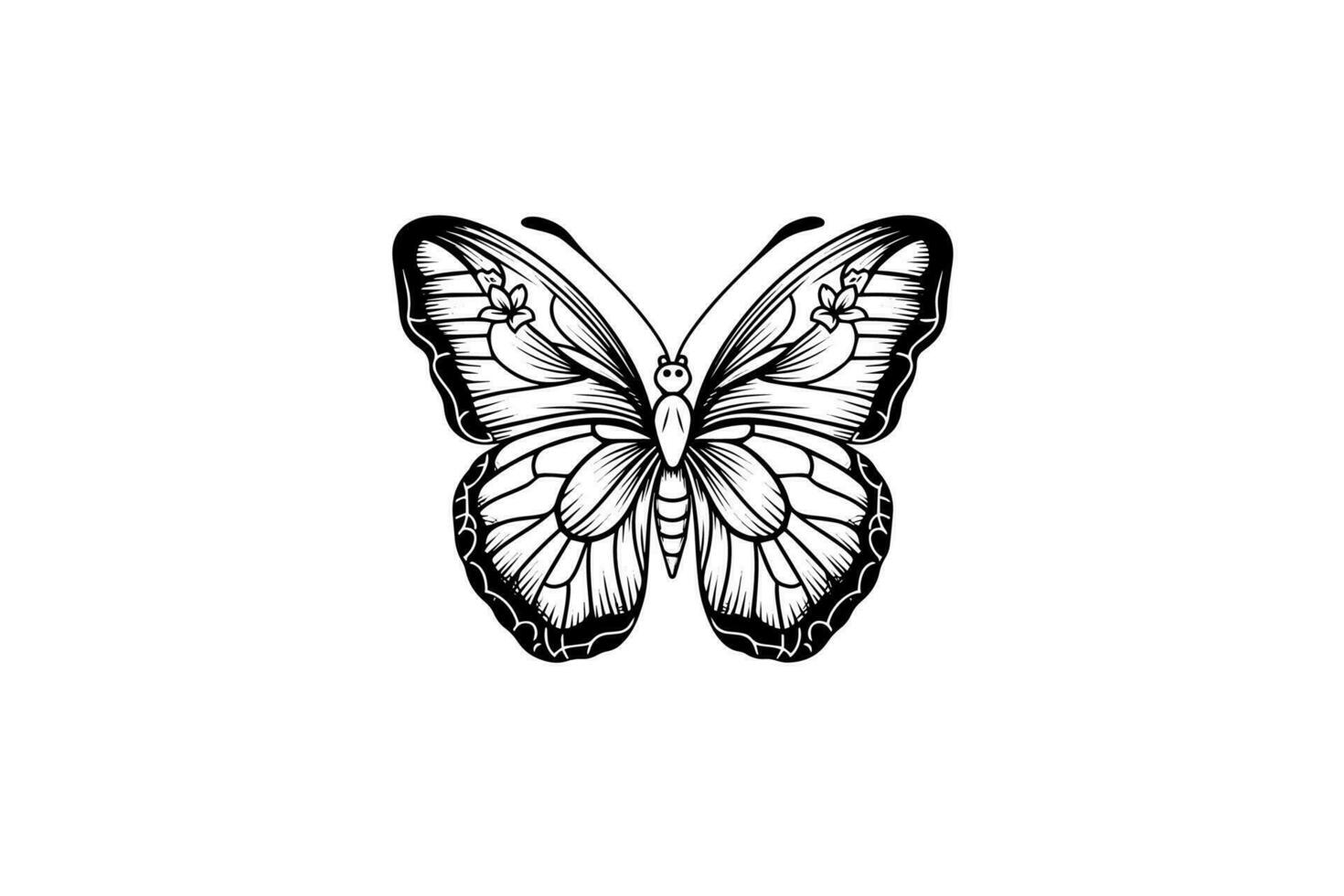 Butterfly sketch. Hand drawn engraving style vector illustration.