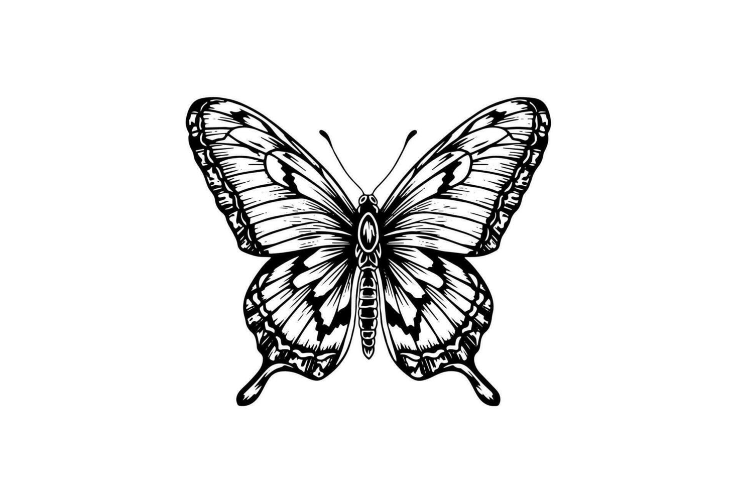 Butterfly sketch. Hand drawn engraving style vector illustration.