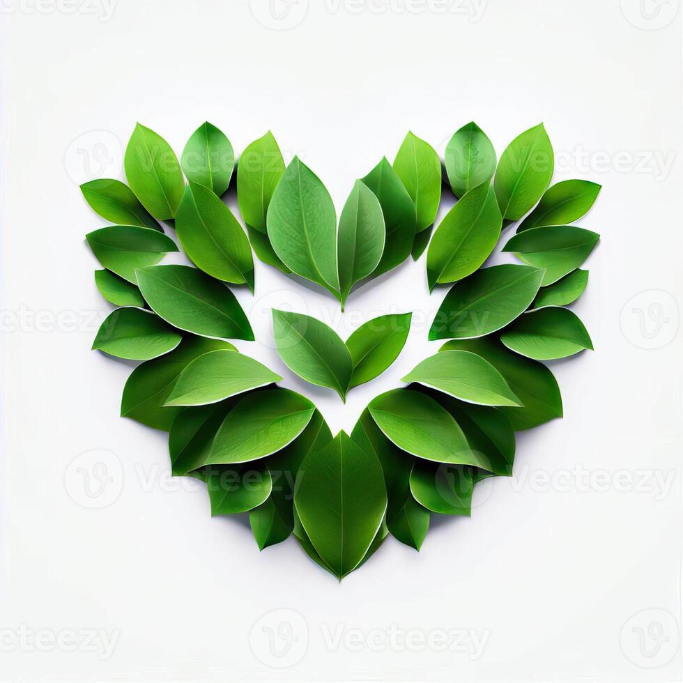 Botanic Symmetry, A Heart of Leaves, Generative AI photo