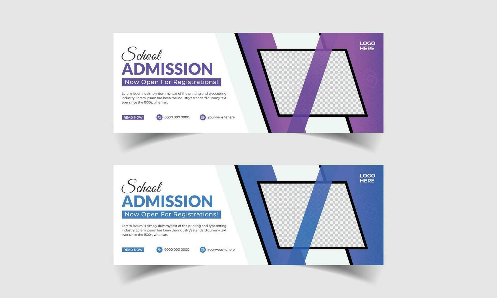 Timeline cover and web banner for schools, kids school admission cover banner design. vector