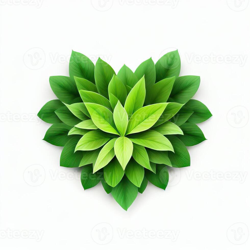 Foliage Elegance, A Heart of Leaves and Greenery, Generative AI photo