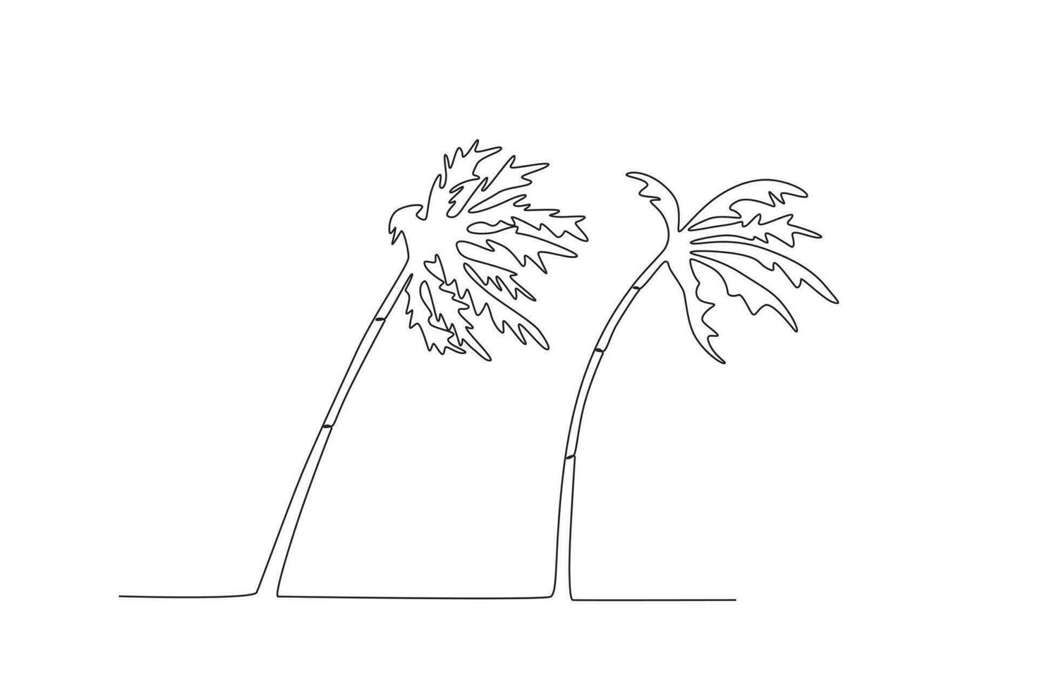 Two coconut trees were attacked by a storm vector