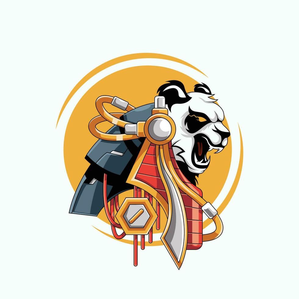 anubis panda personaje logo ilustración vector