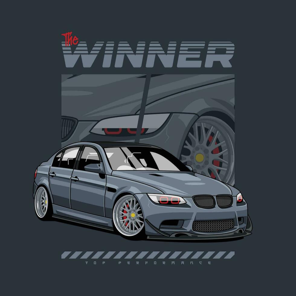 ganador carrera coche ilustración. vector gráficos para camiseta huellas dactilares y otro usos