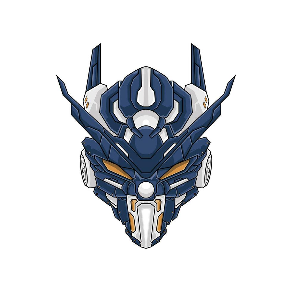warrior robot head logo illustration. vector